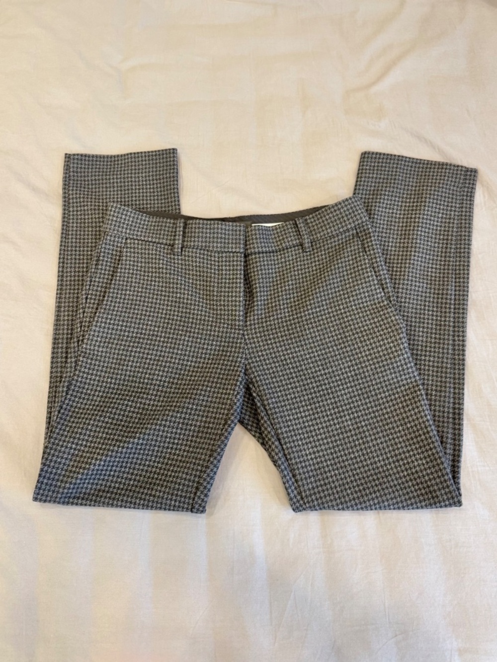Ann Taylor Houndstooth Grey Mid Rise Trouser Work Ankle Pants Size 00